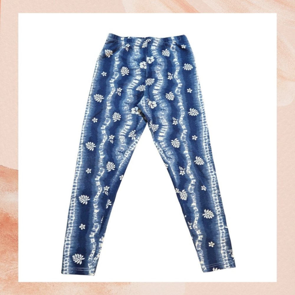 Newport News Blue Tropical Floral Print Leggings